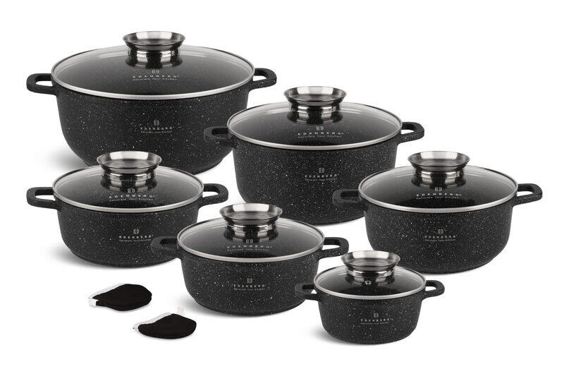 

Edenberg 12-Piece Round Pot Set with Lid, Black