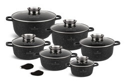 Edenberg 12-Piece Round Pot Set with Lid, Black