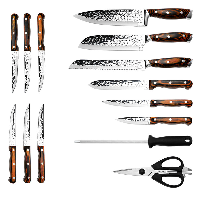 15-Piece Block Knife Set with Sharpener and Scissor, MK-004, Multicolour