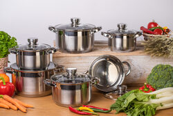 Edenberg 12-Piece High-Grade Stainless Steel Cookware Set, EB-4011, Silver 