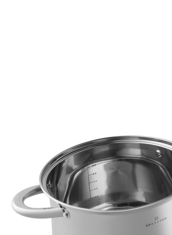 Edenberg 24cm Stainless Steel Round Stock Pot, Silver