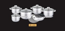 Edenberg 12-Piece Stainless Steel Cookware Set with Non-Stick Pan, EB-2001, Silver