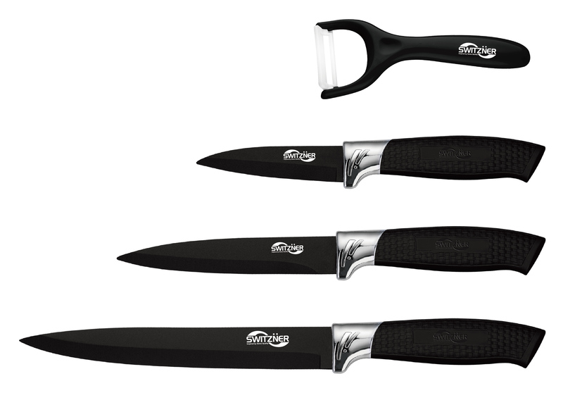 4-Piece Knife Set with Ceramic Peeler, SW-8888, Black
