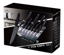 17-Piece Knife Set with Scissor, KK-006, Black/Silver