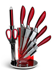 Edenberg 8-Piece Kitchen Knife Set, Silver/Red