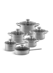 Edenberg 12-Piece Round Cookware Set, Silver