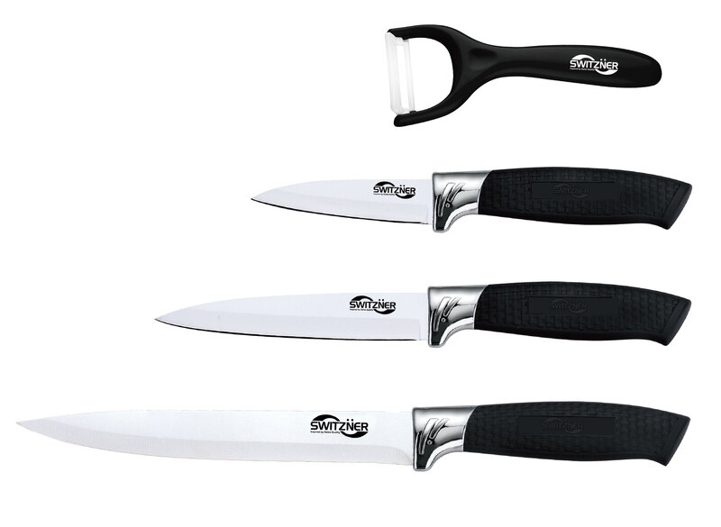 

Generic 4-Piece Knife Set with Ceramic Peeler, SW-8888, White/Black