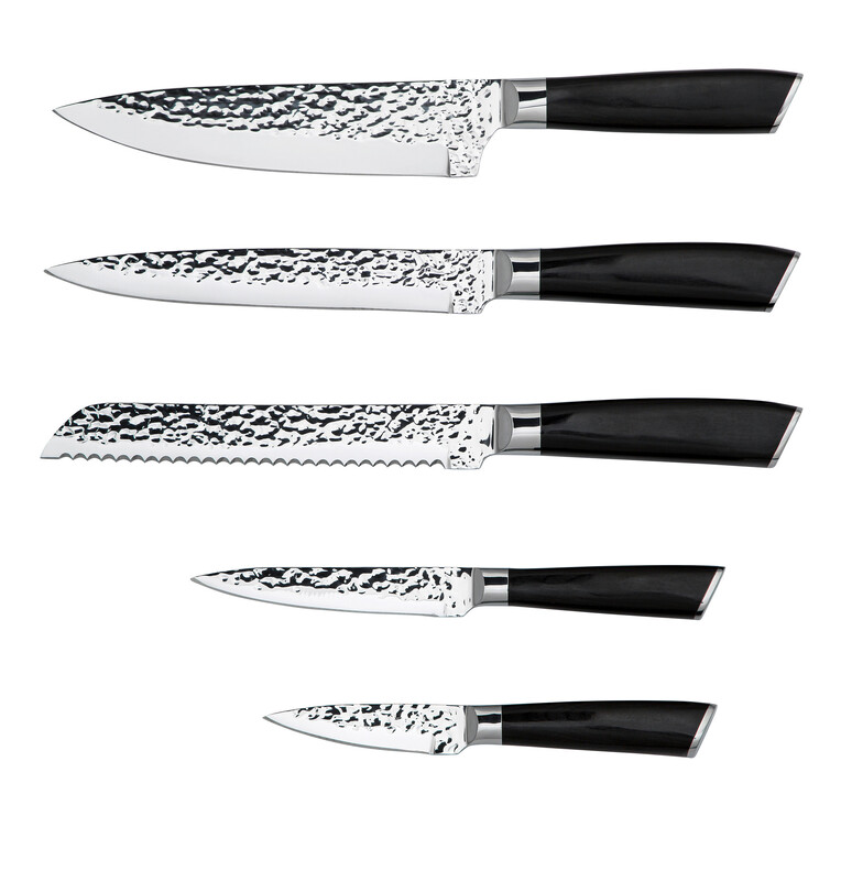 6-Piece Knife Set with A Wooden Stand, YS-001, Black/Silver