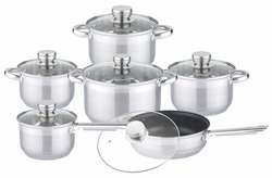 Edenberg 12-Piece Stainless Steel Cookware Set with Marble Frypan, EB-2001-M, Silver