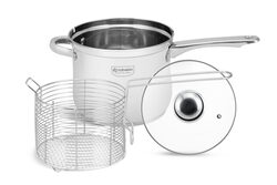 Edenberg 3.8 Ltr Stainless Steel Sauce Pan with Lid + Basket, EB-1511, White
