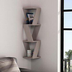 Zena Corner Bookcase, Light Mocha