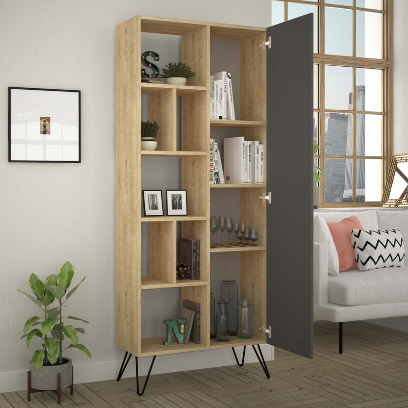 Jedda Bookcase, Oak/Anthracite