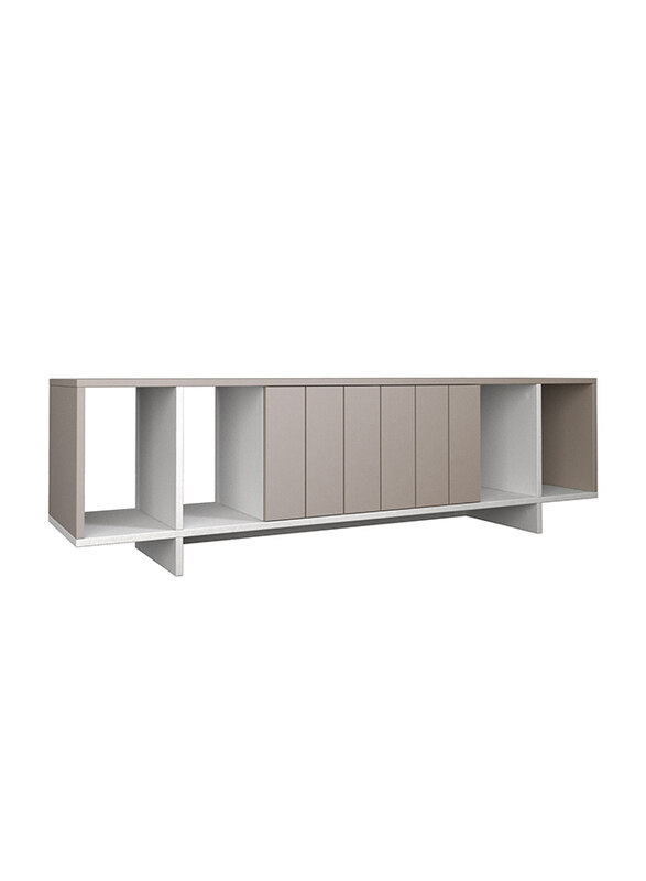 Decortie Zitano TV Stand, Light Mocha/White