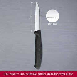 Victorinox 3 1/4-inch Swiss Classic Wavy Black Paring Knife, Black