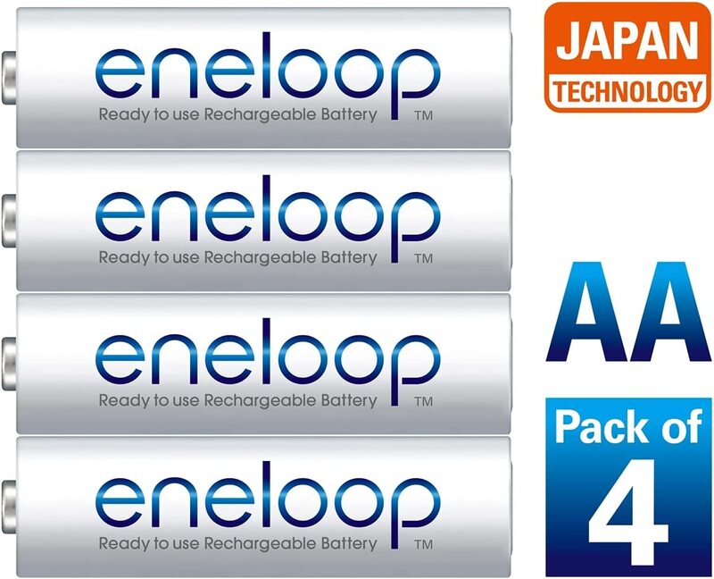 Panasonic 4-Piece Eneloop AA 2000mAh Rechargeable Batteries, BK-3MCCE4BT2, White