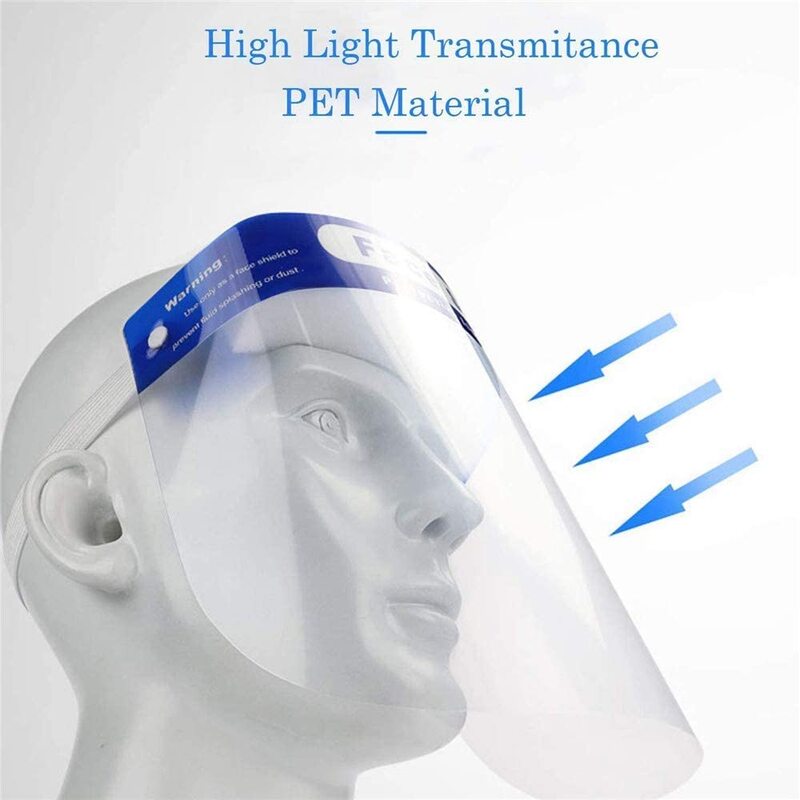 Reusable Adjustable Safety Face Shield, 10 Pieces, Transparent