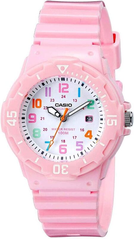 Casio Analog Watch for Women with Resin Band, Water Resistant, LRW-200H-4B2VDF, White-Pink