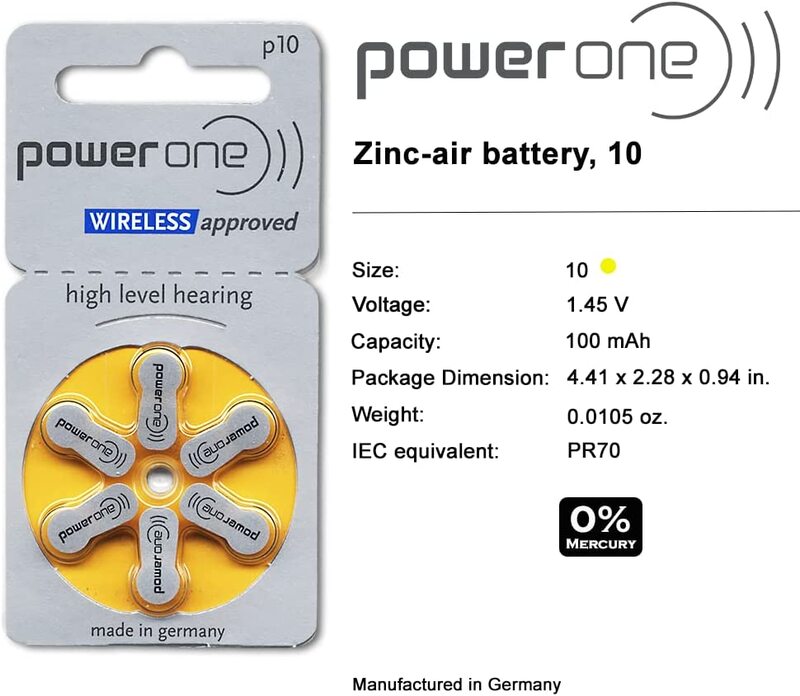 Powerone P10 Hearing Aid Battery, Multicolour, Pack of 6
