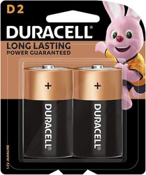 Duracell D 2 D Alkaline Batteries, 2 Pieces, Brown/Black