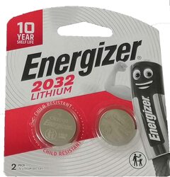 Energizer 2032 Coin Lithium Battery, 2 Pieces, Silver