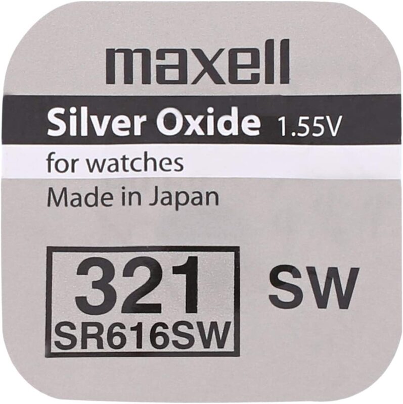 Maxell MSSR616/321SB Oxide Batteries, 10 Pieces, Silver
