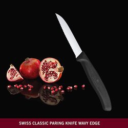 Victorinox 3 1/4-inch Swiss Classic Wavy Black Paring Knife, Black