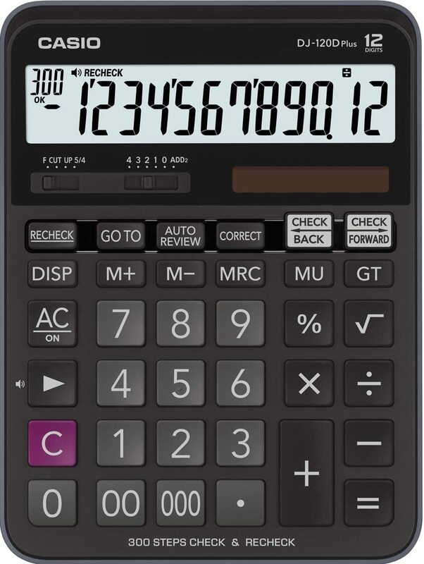 Casio DJ-120D Plus 300 Steps Check and Correct Desktop Calculator, Black