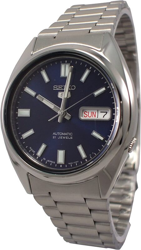 Seiko Analog Watch for Men with Stainless Steel Band, SNXS77J, Blue/Silver