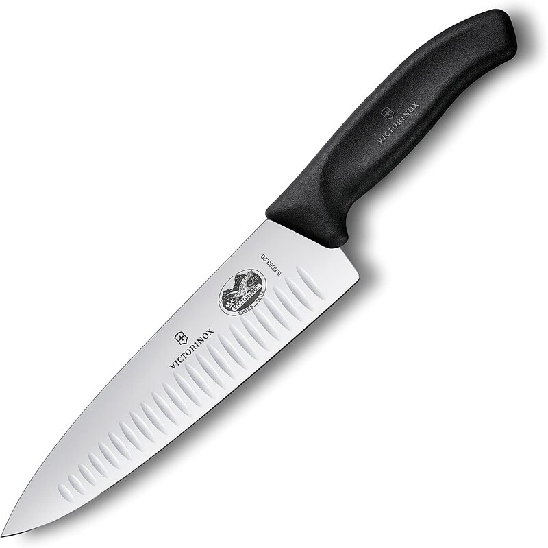 Victorinox 8-inch Swiss Classic Chef's Knife with Granton Blade, Black