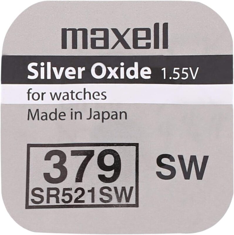 Maxell MSSR521/379SB Oxide Batteries, 10 Pieces, Silver