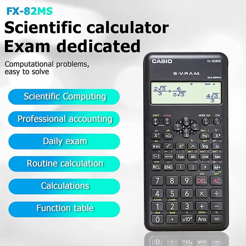 Casio FX-82MS Scientific Calculator, Black