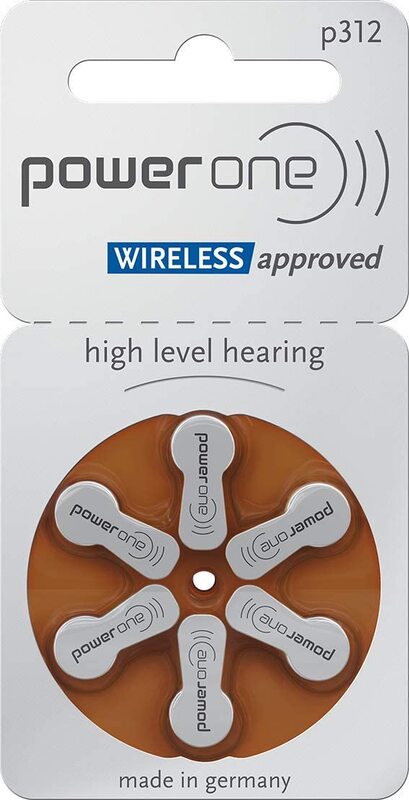 PowerOne 1.45V Hearing Aid Battery, Size 312, Brown, Pack of 60
