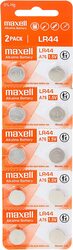 Maxell AG13 LR44 A76 1.5V Alkaline Batteries, 10 Pieces, Silver