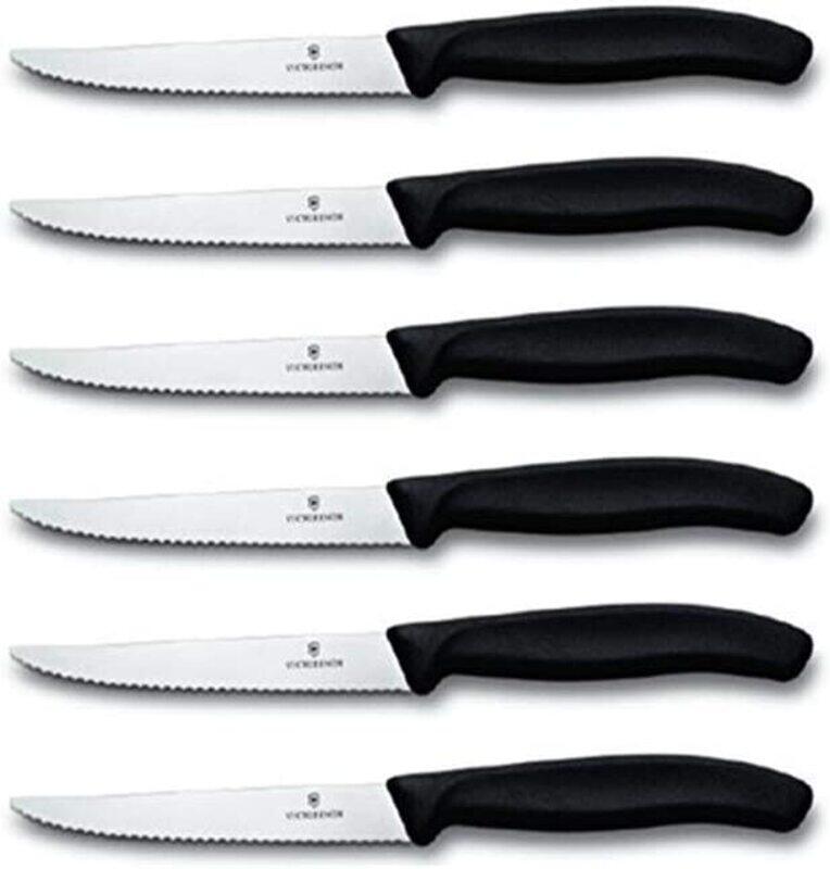 

Victorinox 6-Piece Swiss Classic Steak Set, 4 1/2" Spear Point Serrated, Black