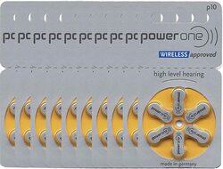 Power One P10 Hearing Aid Battery, 60 Pieces, Silver