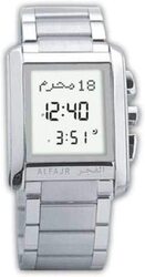 Al-Fajr Classic Digital Watch for Men with Stainless Steel Band, WS-06S, Grey-Silver