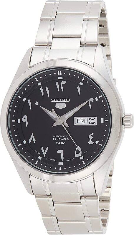 Seiko Analog Watch for Men with Stainless Steel Band, SNKP21J1, Black/Silver