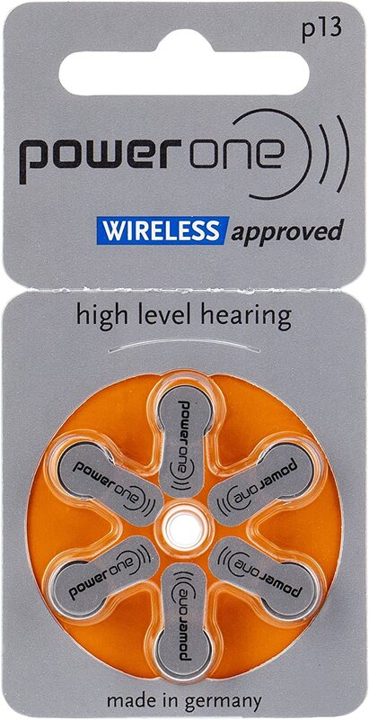 Power One P13 Mercury Free Hearing Aid Batteries, 6 Pieces, Si;lver