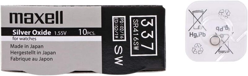 Maxell MSSR416/337SB Oxide Batteries, 10 Pieces, Silver