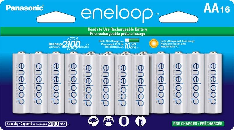 Panasonic 16-Piece BK-3MCCA16FA Eneloop AA 2100 Cycle Ni-MH Pre-Charged Rechargeable Batteries, White
