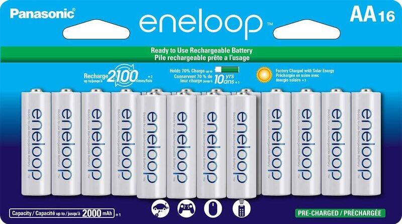 

Panasonic 16-Piece BK-3MCCA16FA Eneloop AA 2100 Cycle Ni-MH Pre-Charged Rechargeable Batteries, White