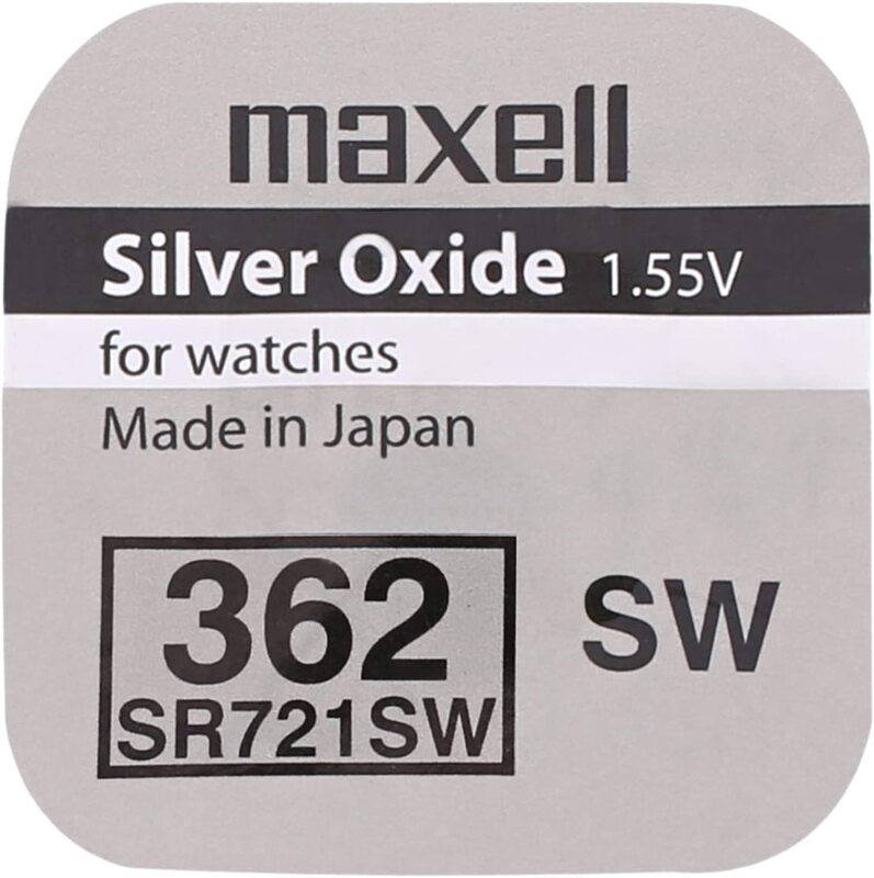 Maxell MSSR721/362SB Oxide Batteries, 10 Pieces, Silver