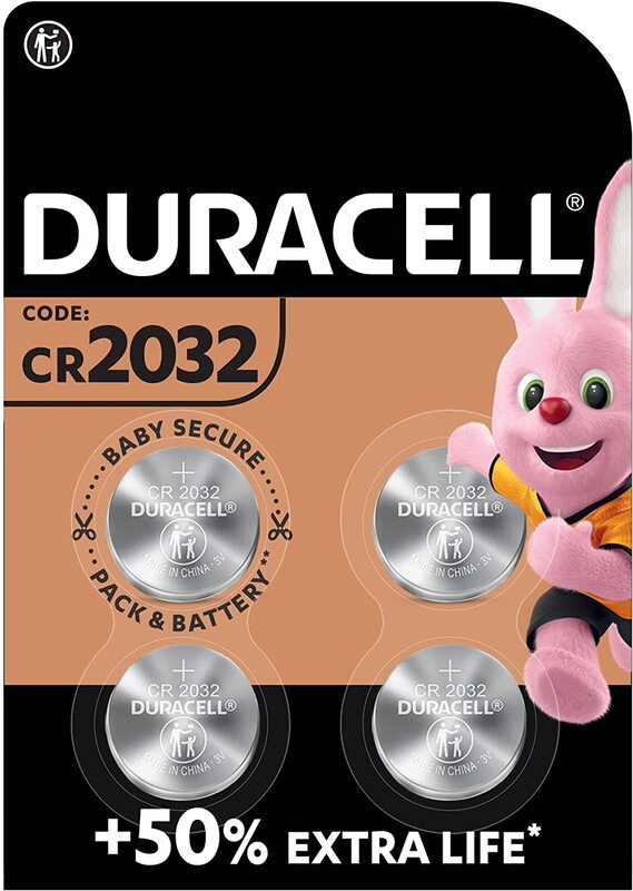 Duracell Specialty 2032 Lithium Coin Battery, 4 Pieces, Silver