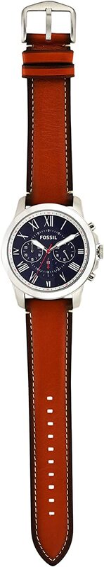 Fossil Analog Watch for Men with Leather Genuine Band, Water Resistant and Chronograph, FS5210IE, Blue-Brown