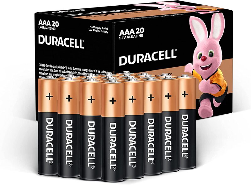 Duracell LR03/MN2400 AAA 1.5V Alkaline Batteries, 10 Years Shelf Life, 20 Pieces, Brown/Black
