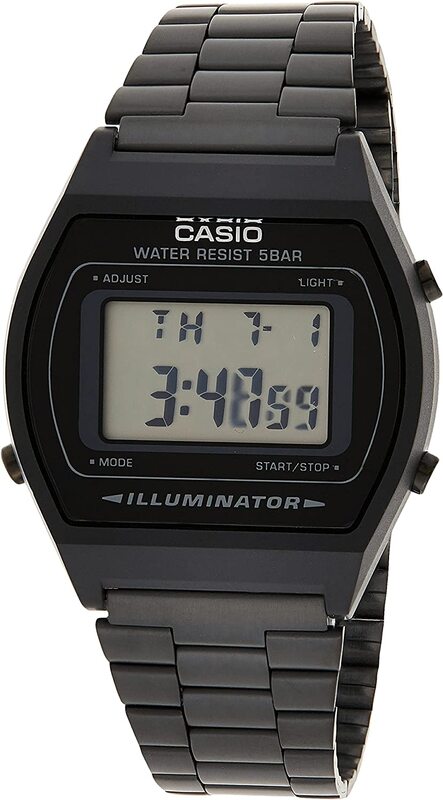 Casio Digital Watch for Men with Stainless Steel Band, Water Resistant, B640WB-1ADF, Grey-Black