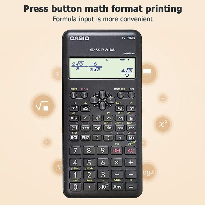 Casio FX-82MS Scientific Calculator, Black