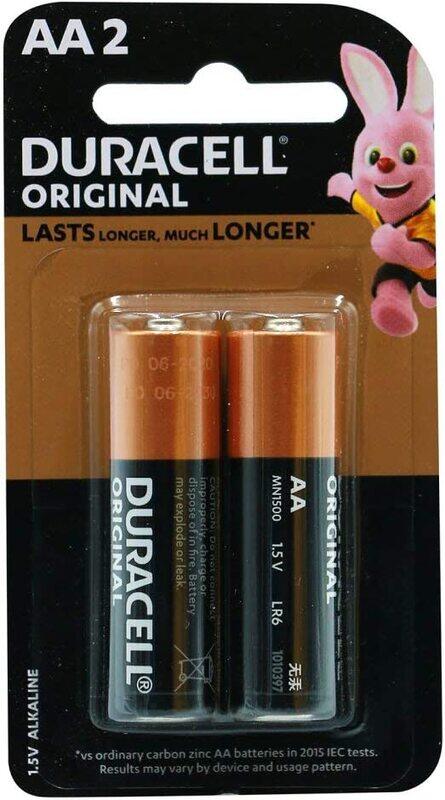 

Duracell Original AA No Mercury Long Lasting Battery, 2 Pieces, Brown/Black