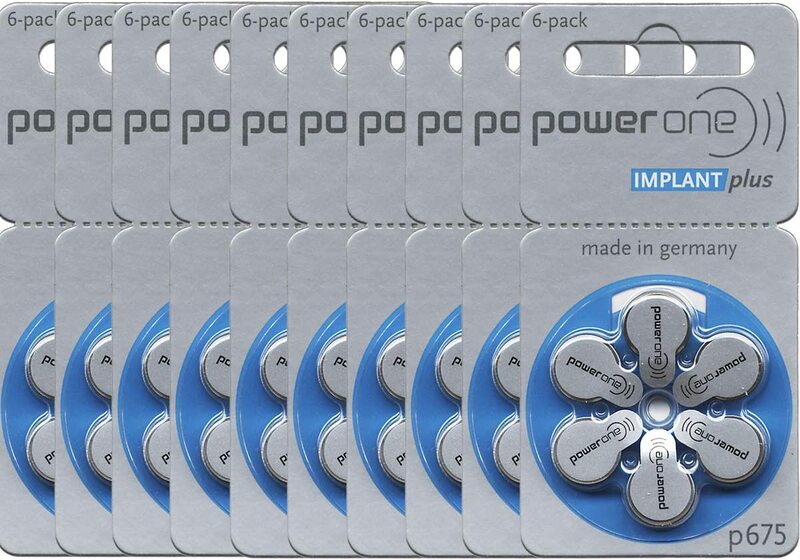 Powerone Cochlear Implant Batteries, Blue, Pack of 60
