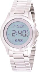 Al-Fajr Classic Digital Watch for Men with Stainless Steel Band, WR-02, Grey-Silver